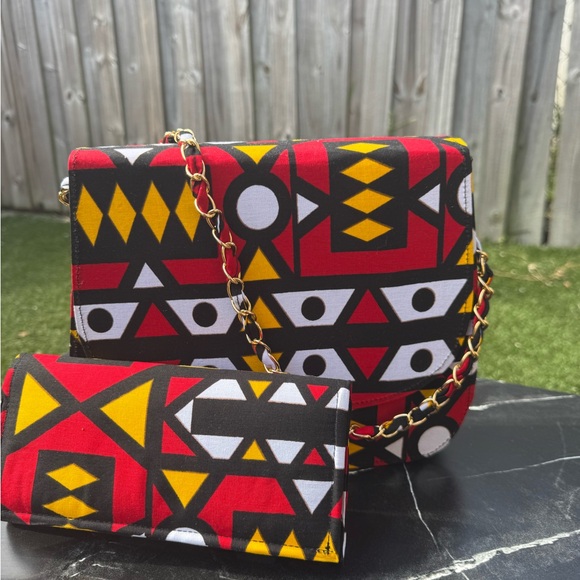 Geometric African Patterned Red and Yellow Women's Bag - Picture 2 of 2